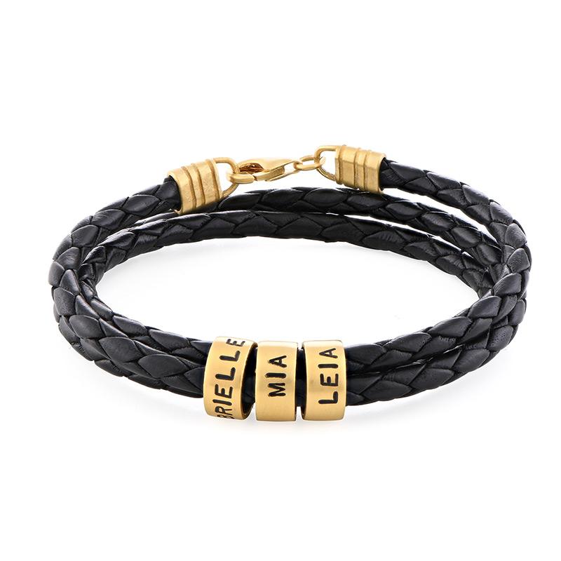 Bracciale Uomo in Pelle Nera – Personalizzabile con Finiture in Argento o Oro