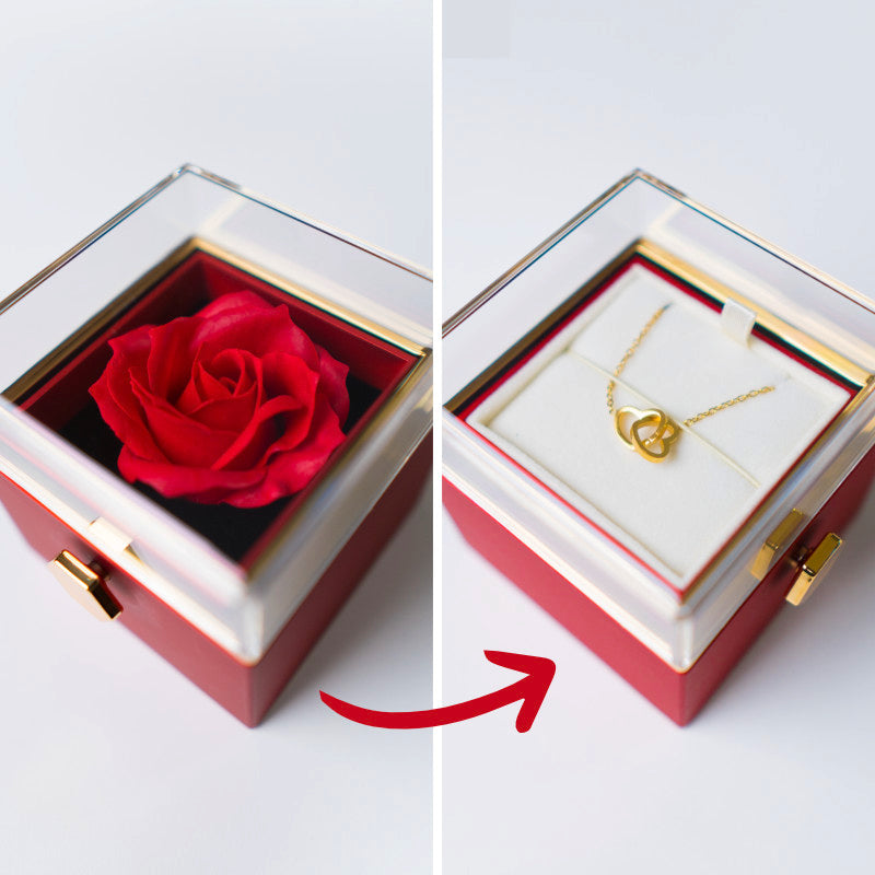 Coffret Collier cœur + boîte rose - Cadeau d'amour élégant