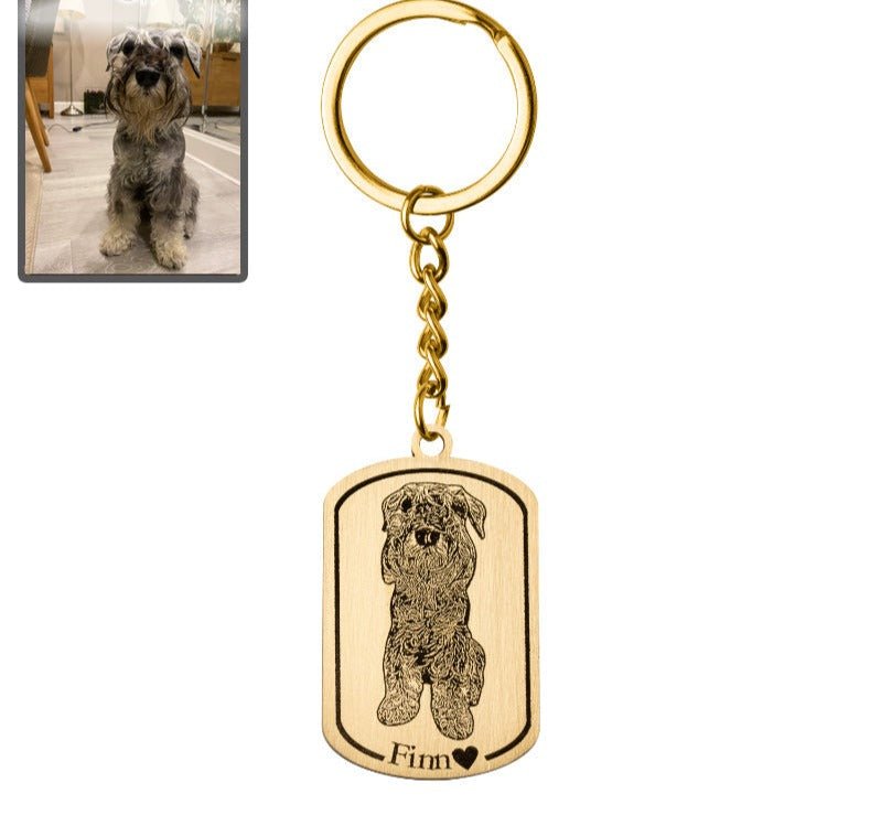 Nøkkelring med hundesilhuett og medaljong