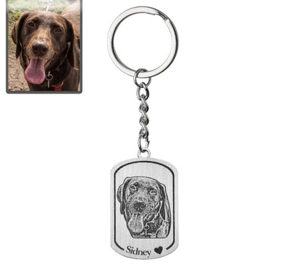 Nøkkelring med hundesilhuett og medaljong